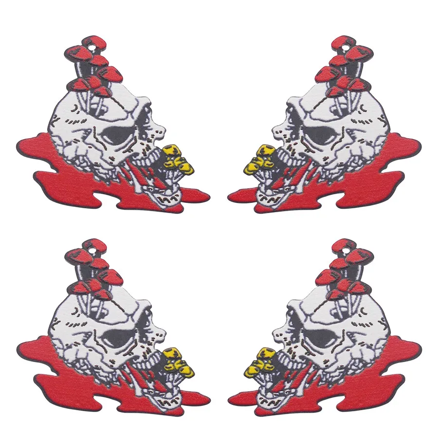 

6 шт., Дерево Хэллоуин Череп Шармы Деревянный Цветок Крови Подвеска Для Ожерелье Серьги Браслет Ювелирные Изделия Аксессуар