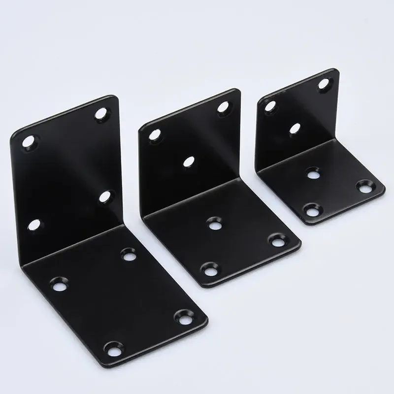 Description Picture 2 of item1PCS Furniture Black Stainless Steel 90 Degress  Angle Code Triangle Shelf Bracket L Type Reinforcement Fixed Connector