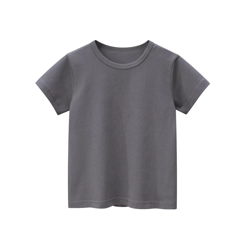 2022 Summer New Children's Clothing Solid Color Kids Short Sleeve T-shirt Baby Boys Girls Clothes Cotton Tops Dropshipping