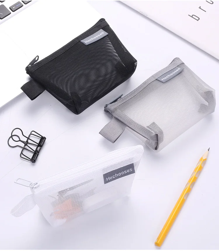 Simple nylon three-dimensional triangular mesh coin purse large capacity key bag card bag coin transparent storage key case coin purse card wallet coin wallet card holders