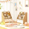 Kids Bookshelf and Toy Organizer, Wooden Kids Bookcase, Toddler Montessori Bookshelf with 3 Movable Drawers, Toy Storage 6