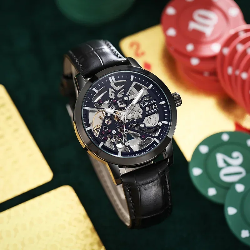 Man Tourbillon Automatic Mechanical Watch All-hollow Glow in The Dark Waterproof Watch Men Business Automatic Sports