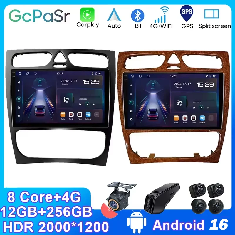 Navigazione GPS per auto per Mercedes Benz Classe C W209 C200 C320 C350 CLK W203 2002 - 2005 Android Auto Radio Lettore video multimediale