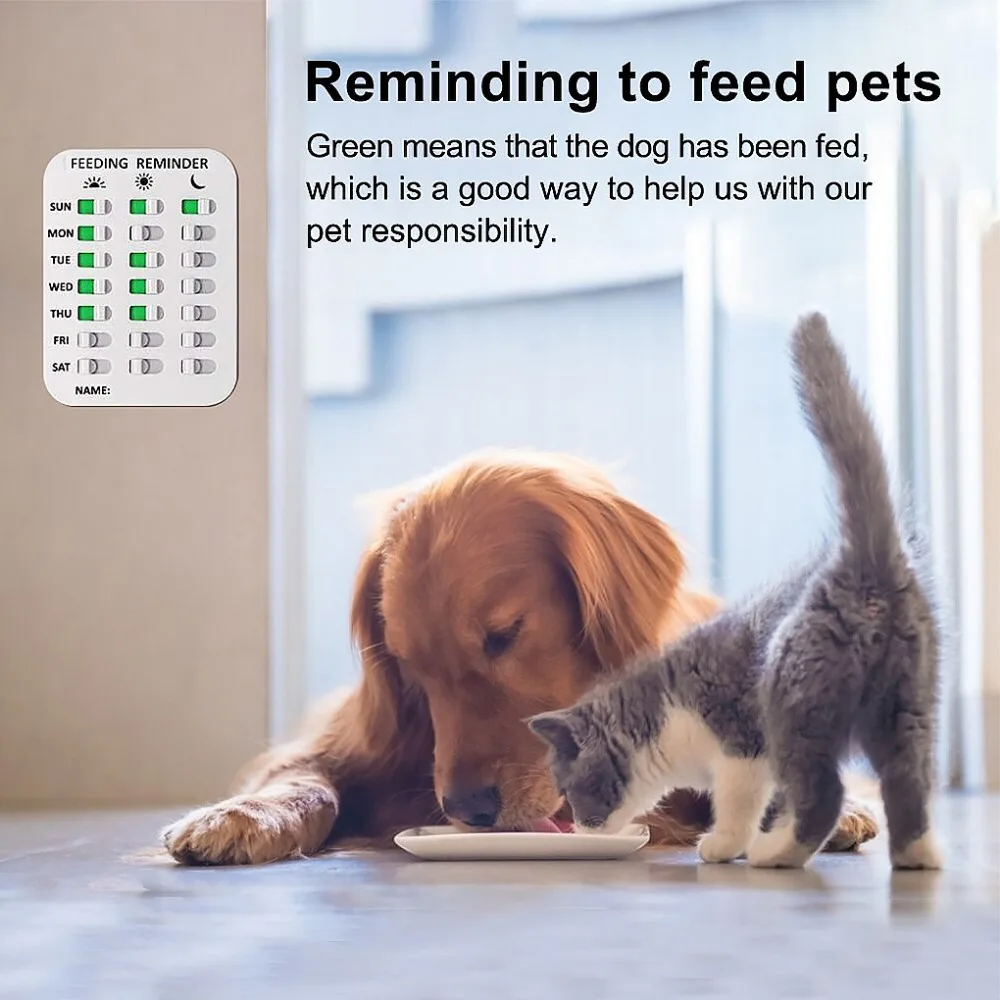 Pet Feeding Record Board Cat Dog Feeding Reminder Log Card Wall Mounted Remark Sticker Event Note Sign Pets List Remarks Plank