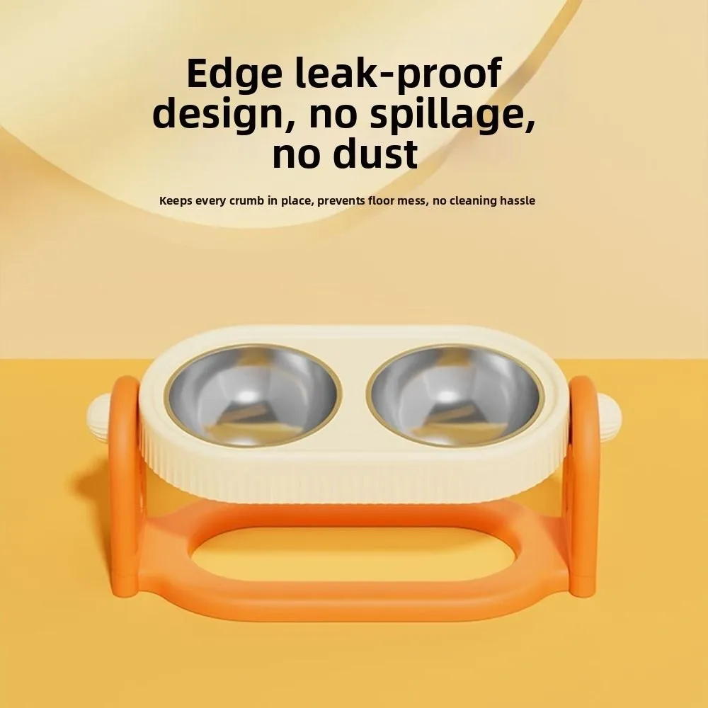 Rotatable Pet High Footed Bowl Double Bowls Adjustable Height Cat Food Water Bowl with Stand Non-Slip Pet Food Dispenser