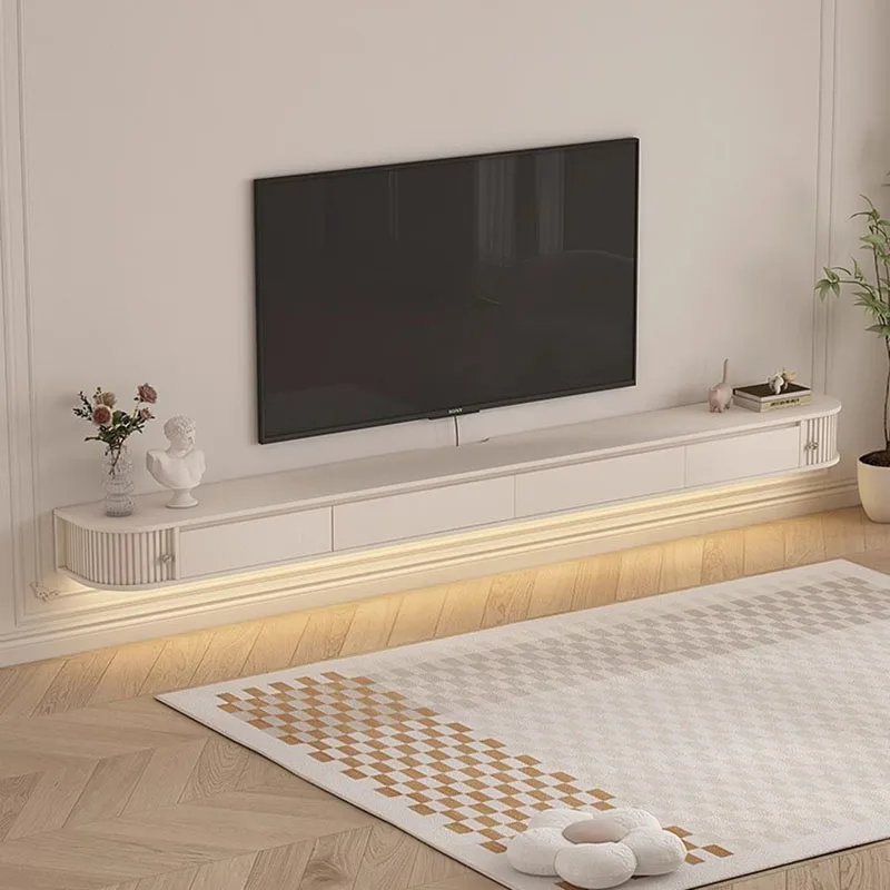 

Luxury Simple Tv Stands Light White Hanging Bracket French Cream Living Room Display Wooden Meuble Cuisine Modern Furnitures