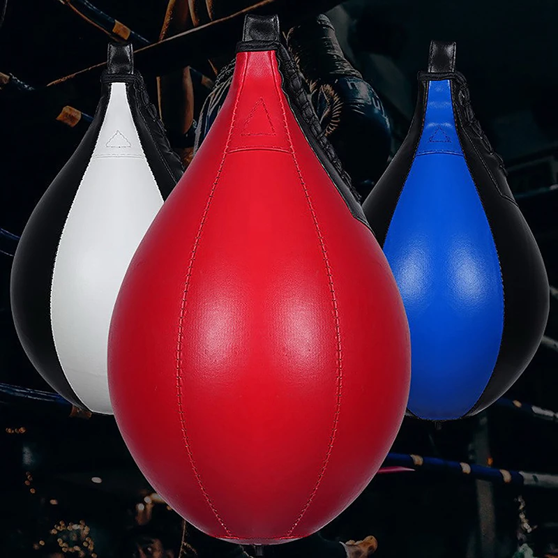 Black and Red - Sac de boxe en forme de poire, en PU, suspendu, balles
