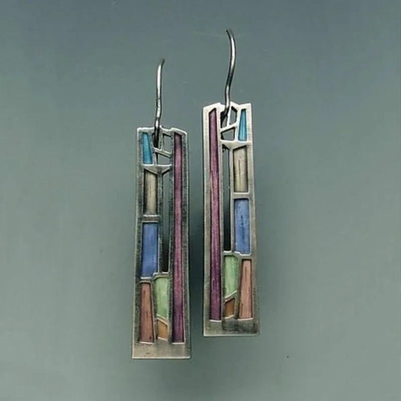 Vintage Mix Color Dangle Earrings for Women Bohemian Tribal Hollow Out Metal Floral Long Earrings Pendientes Jewelry