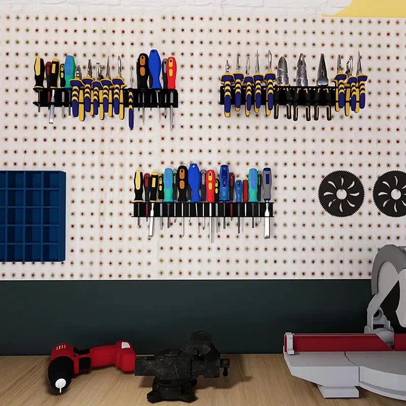 Screwdrivers Rack Metal Wall Mounted Pliers Hanger Shelf Hand Tool Storage And Organization Holder For Basement Garage Workshop