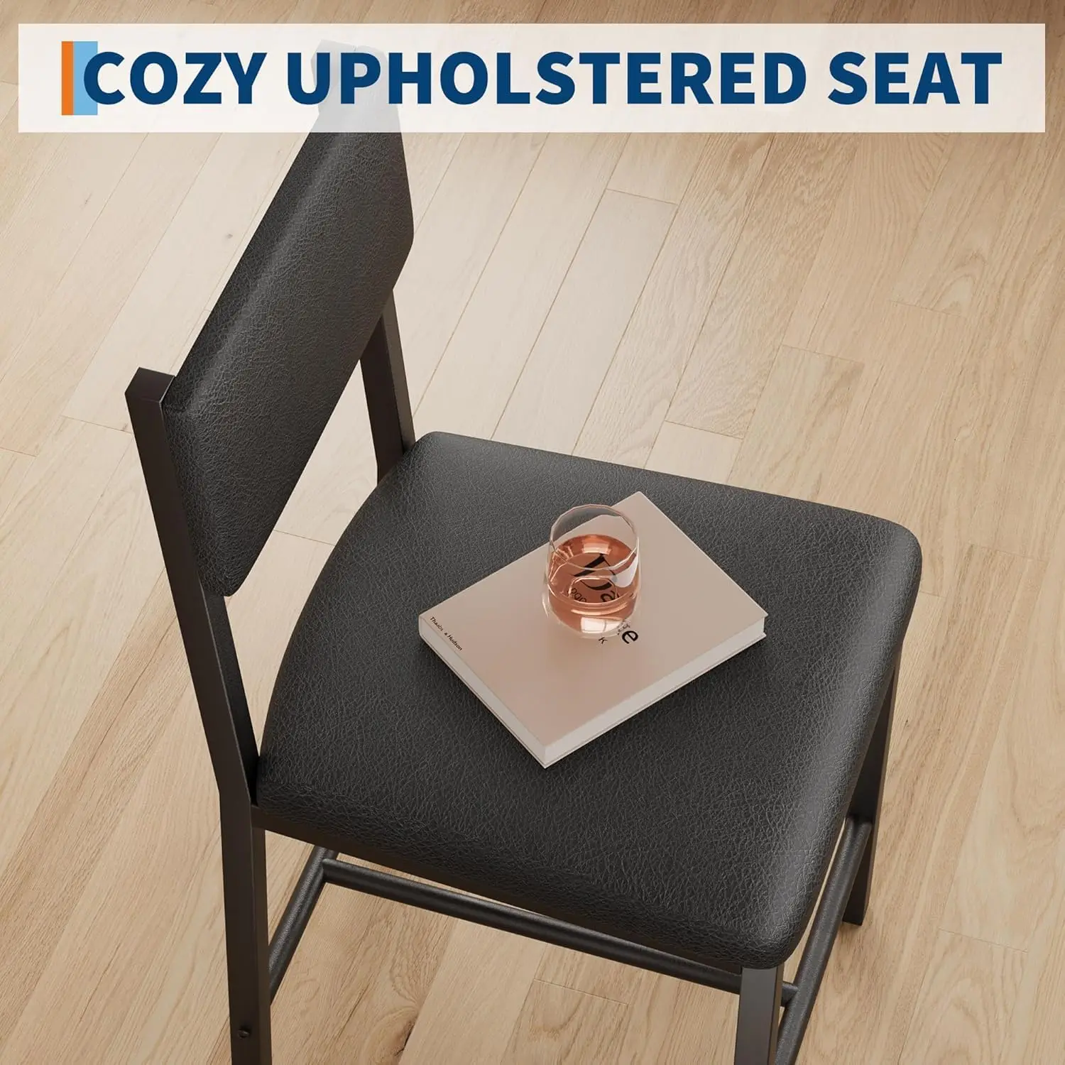 Esstisch-Set für 4 Personen, Küchentisch mit 2 gepolsterten Stühlen und Bank, Esszimmer-Set aus Holz, für kleine Räume, Wohnung, Zuhause – Detail 4