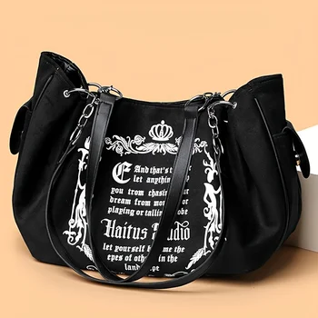 حقيبة كتف نسائية من جلد الغزال الصناعي مطبوعة بحروف، حقيبة حمل ذات سعة كبيرة للتنقل اليومي وحمل اليد. حقيبة اليقطين 2