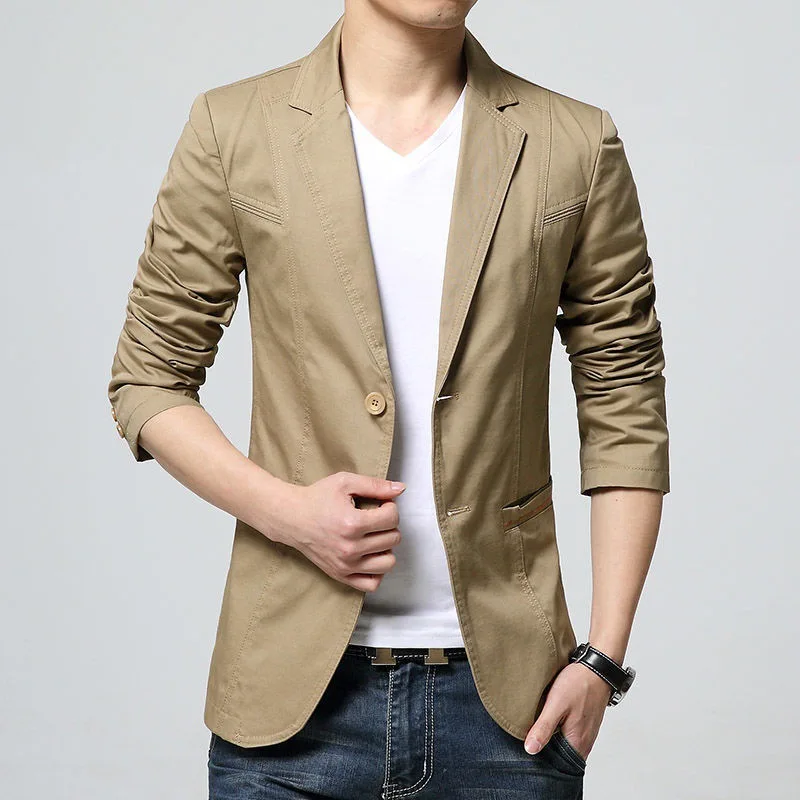 Men's suit jacket Casual Men's Small Suit Black Apricot Loose Coat