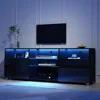 LED TV Stand for 65/75 inch TV, Modern Television Table Center Media Console with Drawer and Led Lights, TV Stand 3