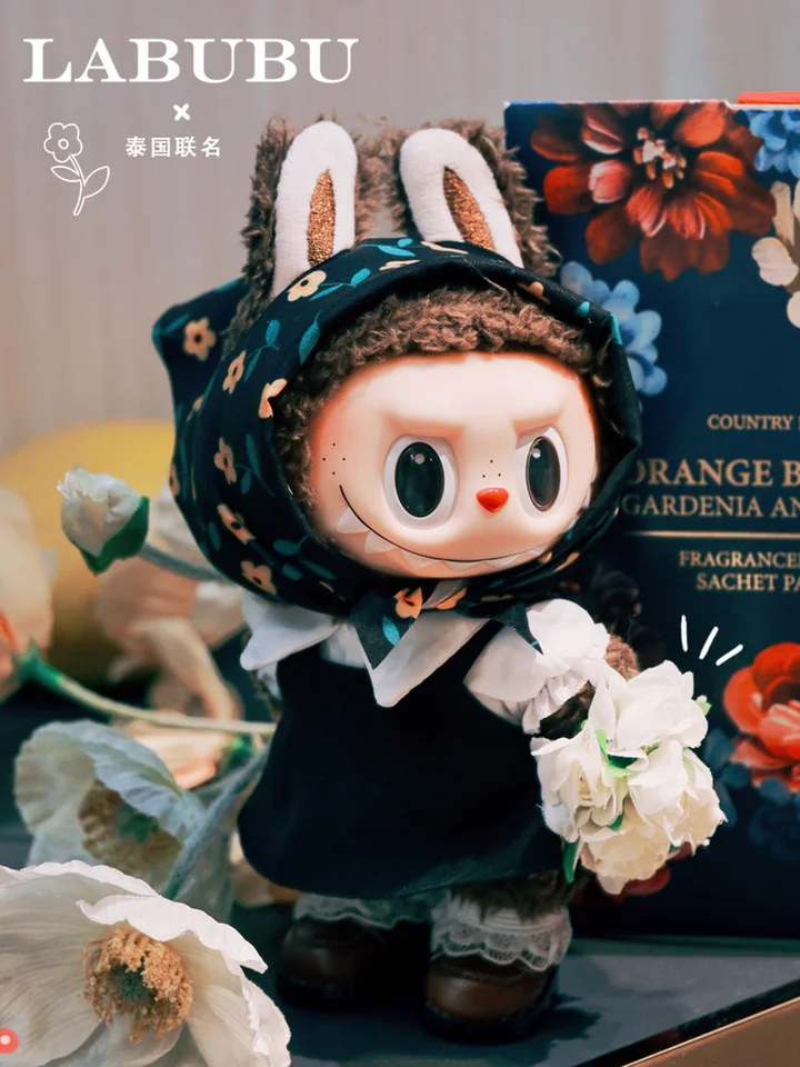 New Labubu Clothes Suits Floral Headscarf 17/38cm Labubu Set V1 V2