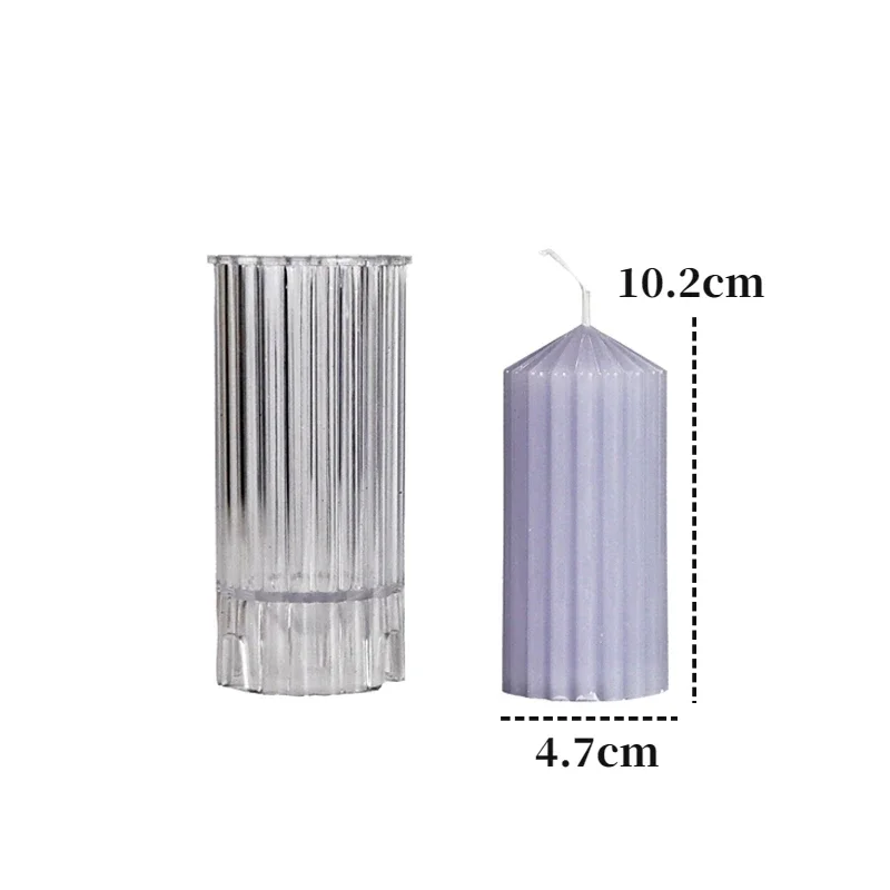 3D Thick Stripe Cylindrical Candle Plastic Mold Diy Geometric Cylinder Candle Making Kit Plastic Molds Jar Handmade Candles