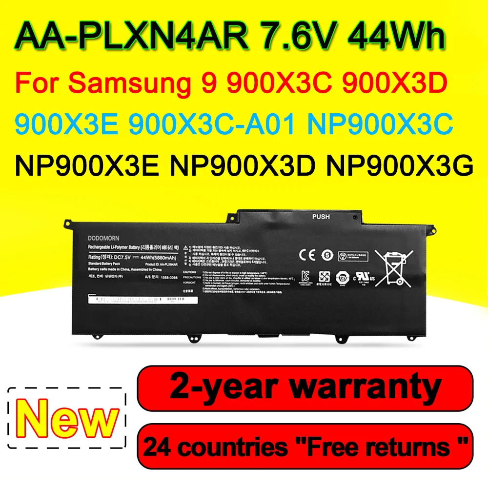 Bateria do Portátil para Samsung 5880mah 7.6v 44wh 900x3c-a01 900x3b 900x3d 900x3e Np900x3g Np900x3c Np900x3d Aa-plxn4ar