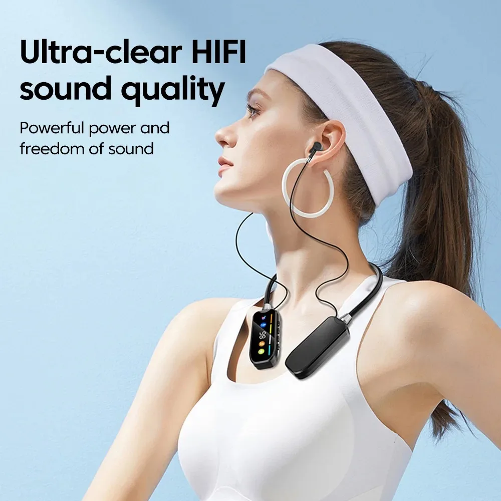 Neckband Earphones HD Screen Bluetooth 5.4 Headphones TWS Wireless Headsets HiFi Stereo Waterproof Earbuds Support TF Card S1ad669d37e9a47c79ff81ec3269c0011L