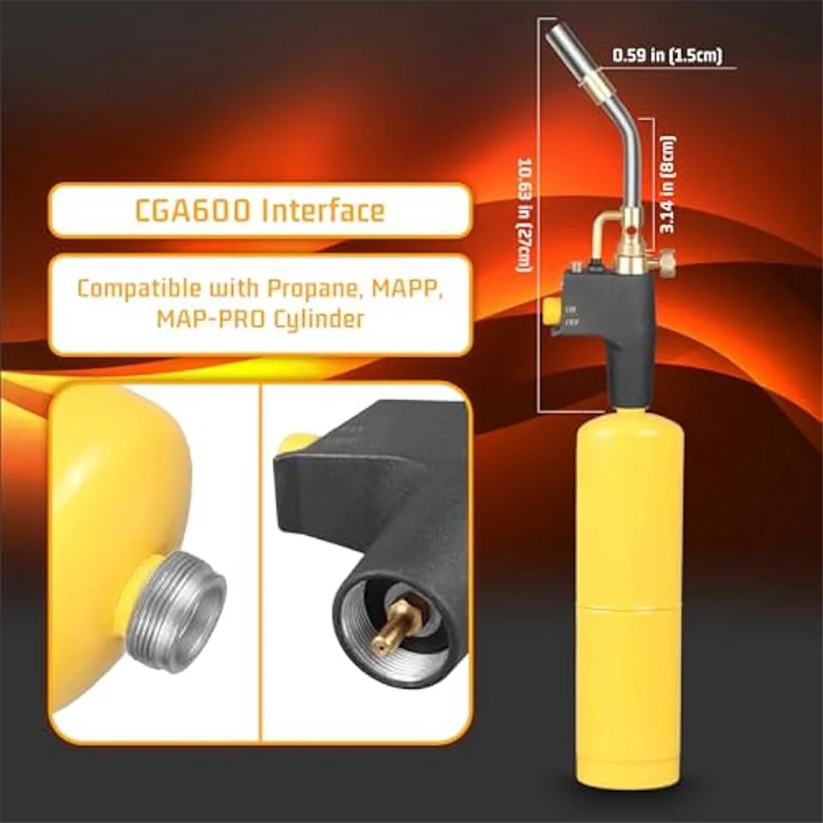 ABFKW High Intensity Soldering Torch Head,Portable Trigger Start MAPP Torch Head,Welding for MAP Pro MAPP Propane Tank