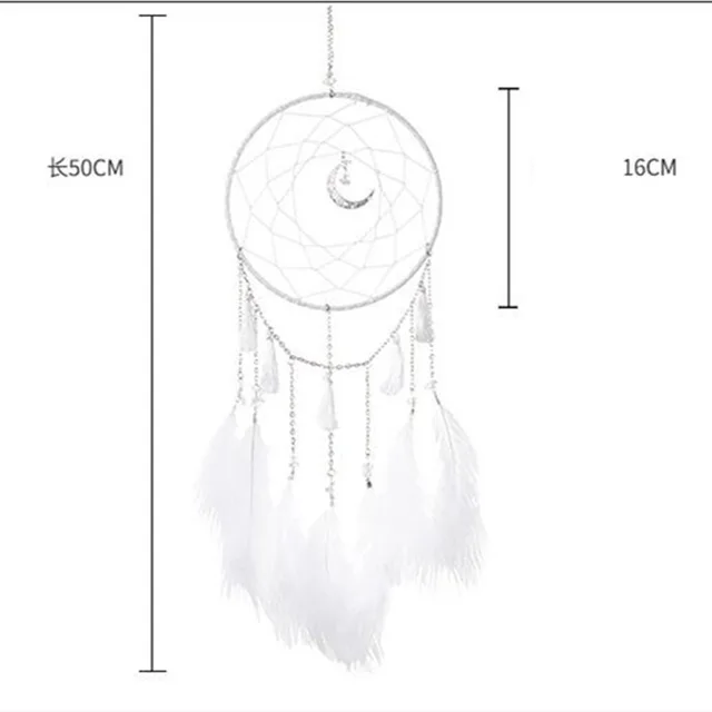 Álomfogó Wind Chimes Art Otthoni Kézműves Lila Menta Zöld Rózsaszín Dreamcatcher Tollakkal Holddekoráció Lány Szív Dísz - Image 2