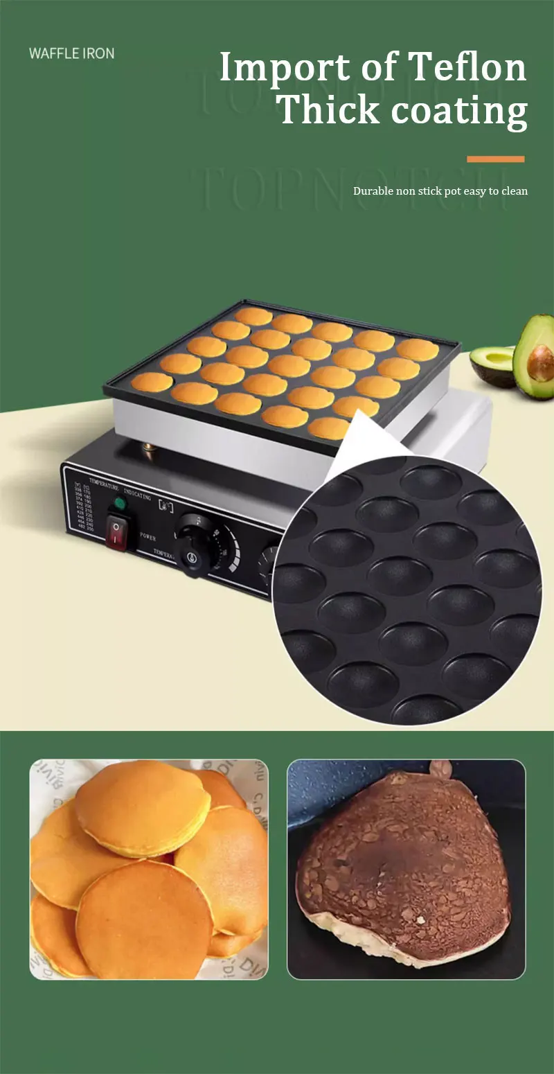Description Picture 6 of itemCommercial Electric 25Holes Mini Dutch Pancake Maker Machine 900W Waffle Maker Dutch Poffertjes Grill Muffin Pancake Bread Make