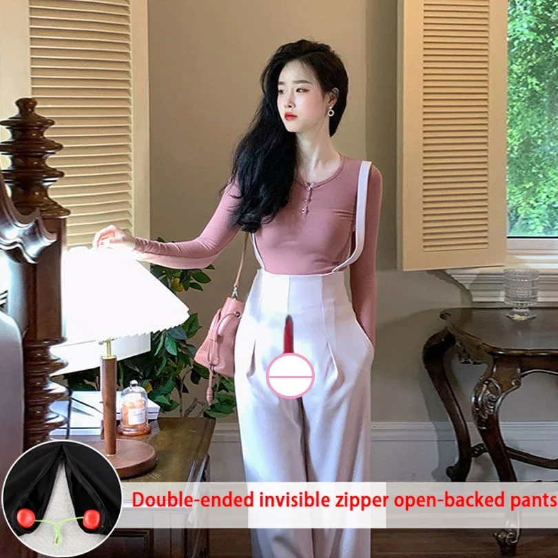 

Женские брюки с открытой промежностью, облегающие брюки в стиле ретро с высокими подтяжками, универсальные повседневные брюки, уличные удобные сексуальные брюки, Женский блейзер