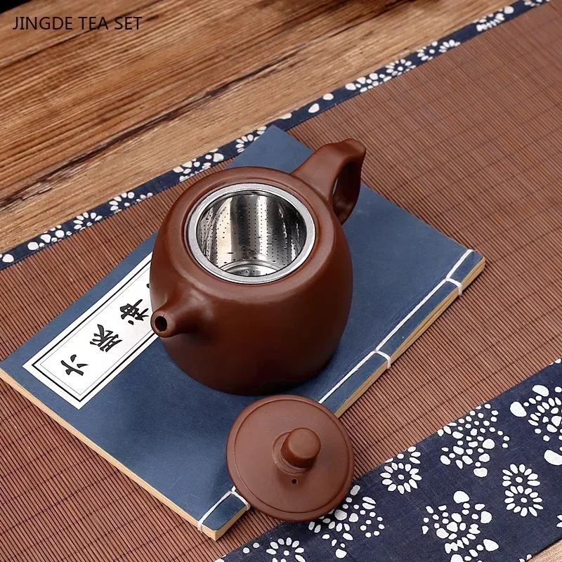 1PCS 380ML Yixing purple clay teapot solid color Chinese retro filter tea pot Tradition Tea ceremony accessories