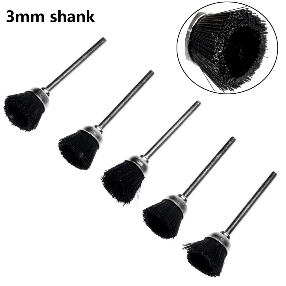 10pcs Horse Hair Brushes with 3mm Mandrel Rotary Polishing Cleaning Brush  for Mini Drill Cup Brush Wheel Power Tool Accessories