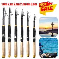 1.8m 2.1m 2.4m 2.7m 3m 3.6m Telescopic Fishing Rod Travel Spinning Fishing Rod Anti Slip Portable Sea Pole for Angler