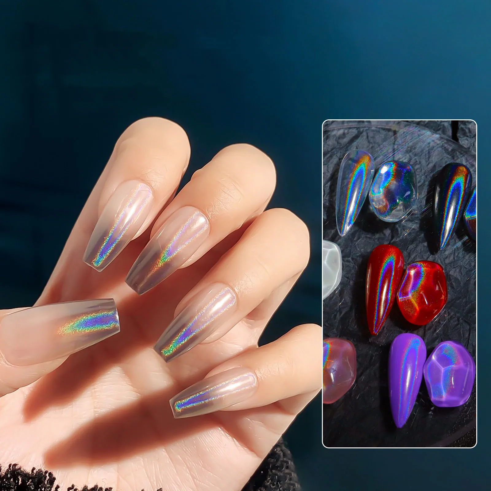 1 Jar Universal Laser Nail Glitter Holographic Powder Transparent Laser Magic Aurora Mirror Glitter UV Gel Pigment Dust nail powder nail glitter nail pigment nail decoration nail decorations