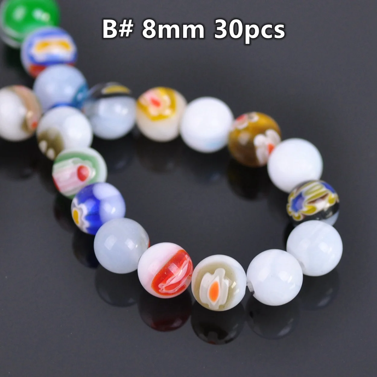 Perline Millefiori In Vetro Misto, Rotonde 6-14 Mm, Colori Assortiti – Ideali Per Gioielli Fai Da Te