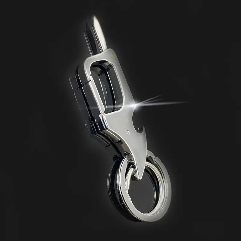 Creative Multifunctional Keychain Men's Waist Hanging Fingertip Gyro Belt Knife Metal Key Chain Ring Small Gift Car Pendant 