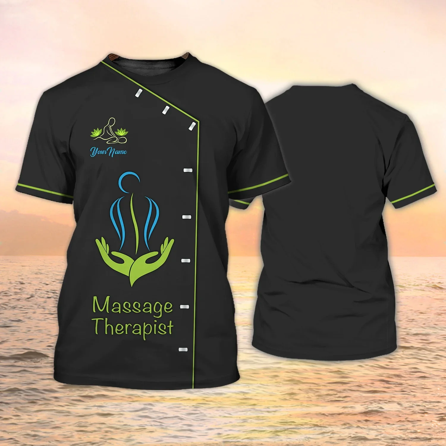 Summer Men's T-shirt Massage Therapist Pesonalized Name 3D Printed t shirt Unisex Casual Tops Massage Therapy Uniform DW154