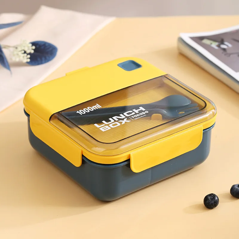 Plastic Lunch Box Portable for Kids Adult Office 1100ml/1000ml 2  Compartment Bento Box Microwave Safe Bento Lunch Container