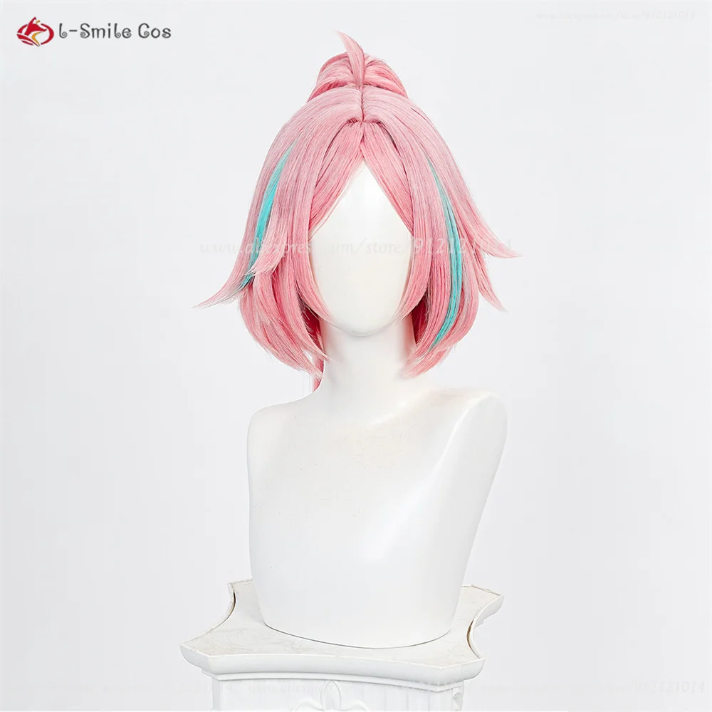 HSR Rappa Cosplay Perücke 100cm Zopf Pink Highlights Hitzebeständig Synthetik + Perückenkappe 3