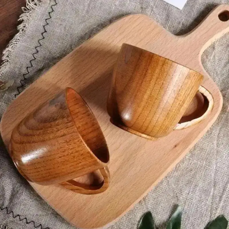 Simple Handmade Wooden Cup Drinking Natural Milk Tea Coffee Beer Drinkware Mugs Travel Teaware Home Bar Kitchen Gift Decor