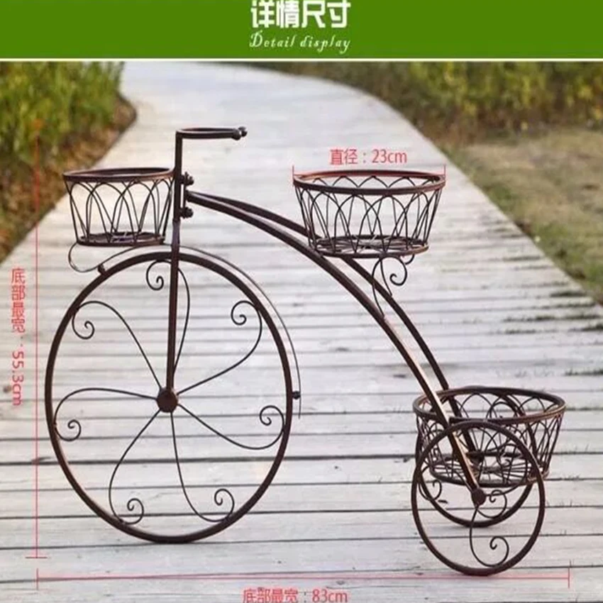 Iron Plant Shelf Flower Rack Nordic Metal Floor Shelf Multi-layer Bicycle Metal Shelves Plants Stand Outdoor Garden Decors
