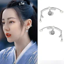 Pearl diamond circle arc earrings Korean fashion design earrings personality niche temperament earrings
