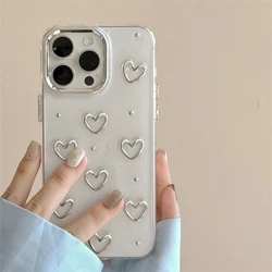 Korea Cute Metal Love Heart Epoxy Glitter Bling Phone Case for iPhone 12 (Love Heart)