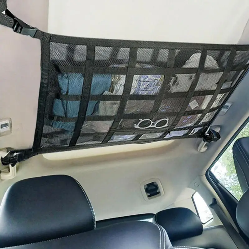 SUV 자동차 천장 스토리지 네트 포켓 자동 지붕 포켓 네트 백, 조절 가능한 메쉬 SUV 지붕 정리함, 자동차 인테리어 화물 네트 수납