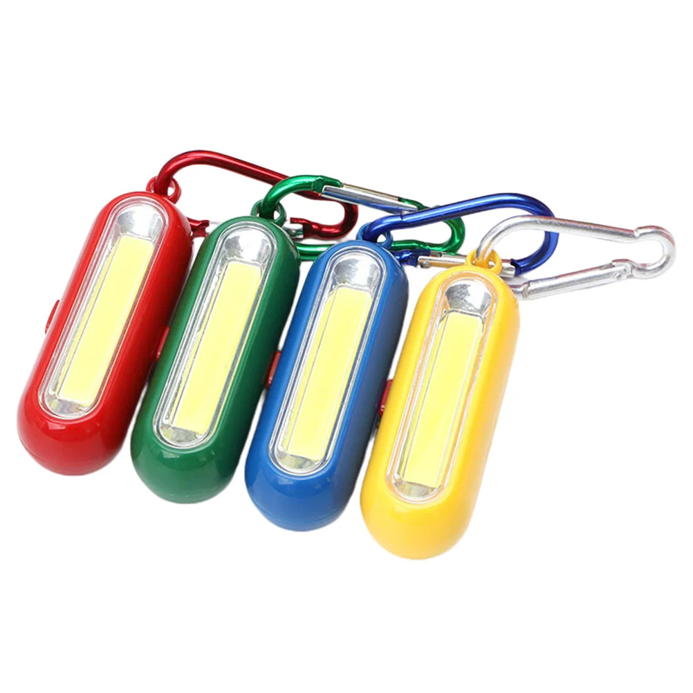 

4 Pcs Small Flashlight Mini Keychain Hiking Backpack Keyring Plastic Cute Portable Night Run