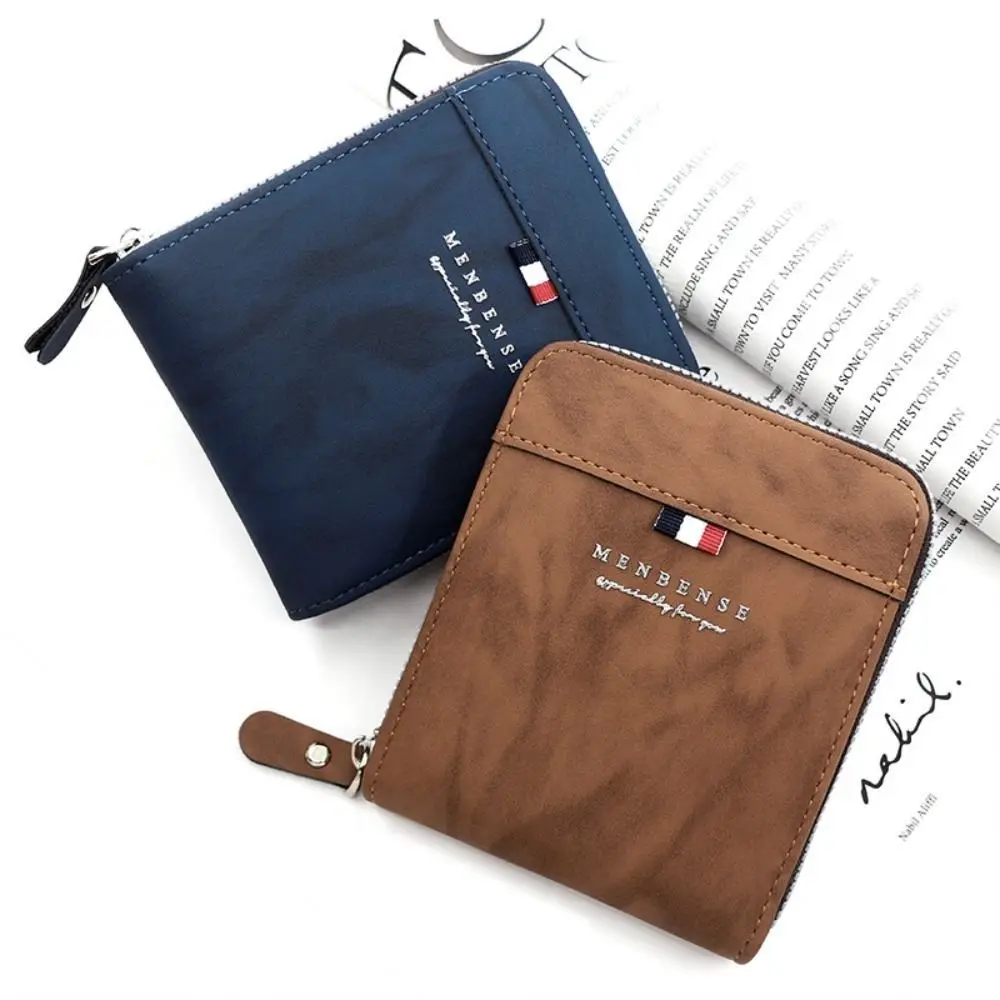 

Внутренняя сумка на молнии, кошелек с 3 складками, средний мягкий многопозиционный мужской кожаный кошелек, износостойкий удобный мужской короткий кошелек для покупок