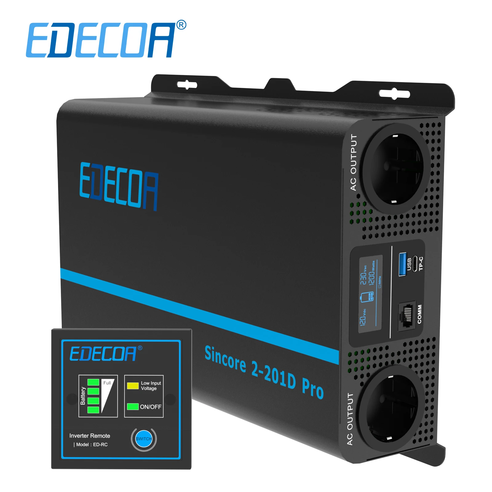 Inverter Onda Pura 2000w Victron Inverter 2000W Onda Sinusoidale Pura EDECOA - Convertitore 12V A 230V Con LCD, USB E Telecomando Inverter 2000W Picco 4000W - Foto 2