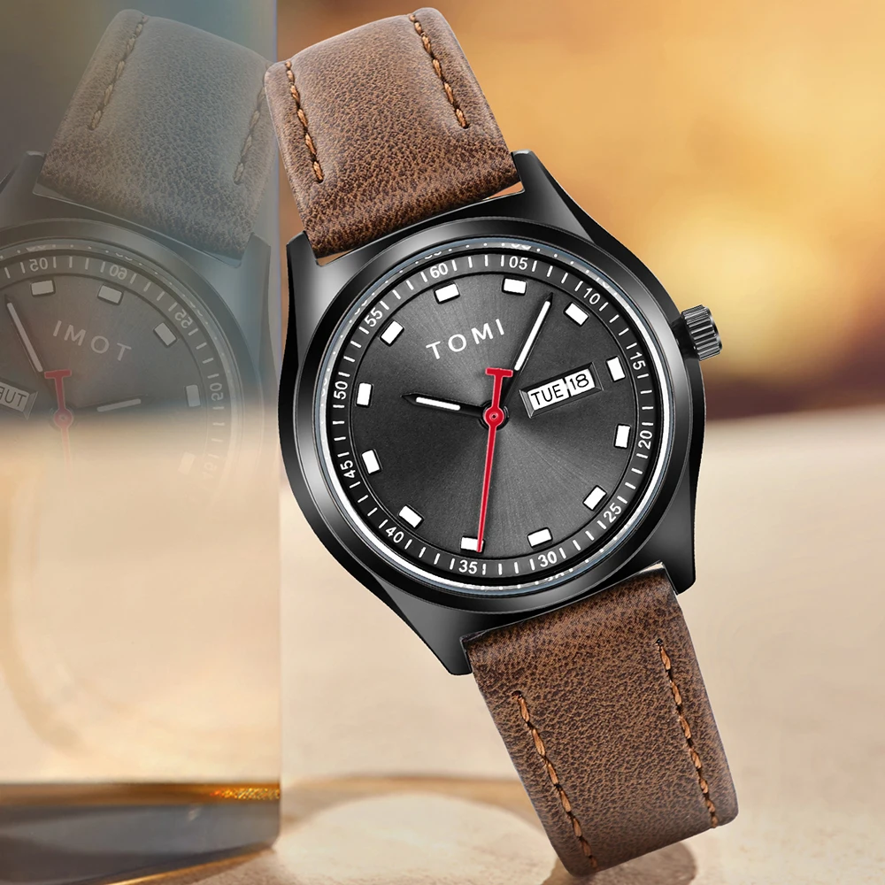 TOMI Luxury Women's Watch Simple and Fashionable Business Women's Quartz Watch Leather Casual Quartz Watch Clock Gift 2