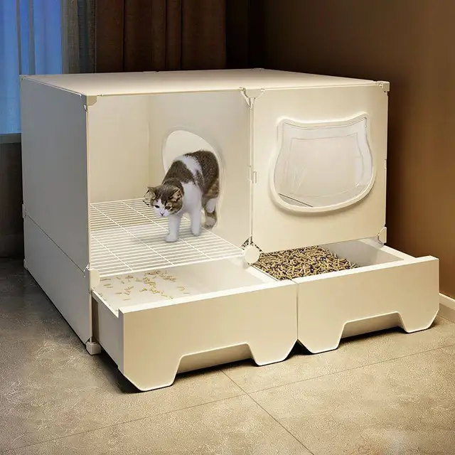 Cat litter box Sand-proof corridor-style pan Extra-large sand-proof enclosed pet toilet Dust-proof and durable assembled toilet Cat litter box Sand-proof corridor-style pan Extra-large sand-proof enclosed pet toilet Dust-proof and durable assembled toilet