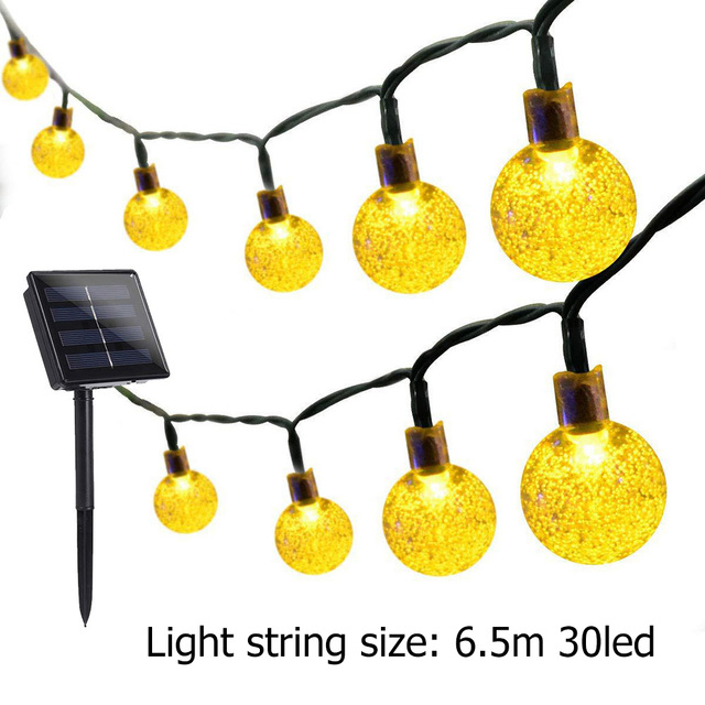 Solar Fairy Light Crystal Ball Outdoor IP68 Waterproof Bulbs String Lamp Garden Garlands Yard Home Wedding Decor String Lamp
