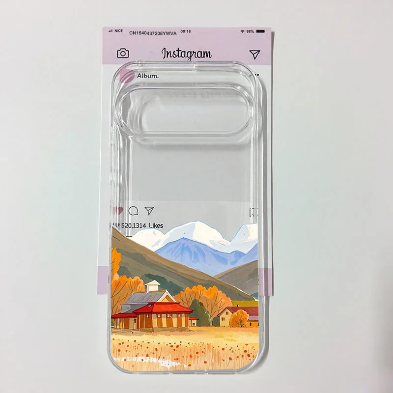 Seaside Town & Mountain Landscape Clear Soft TPU Phone Case
