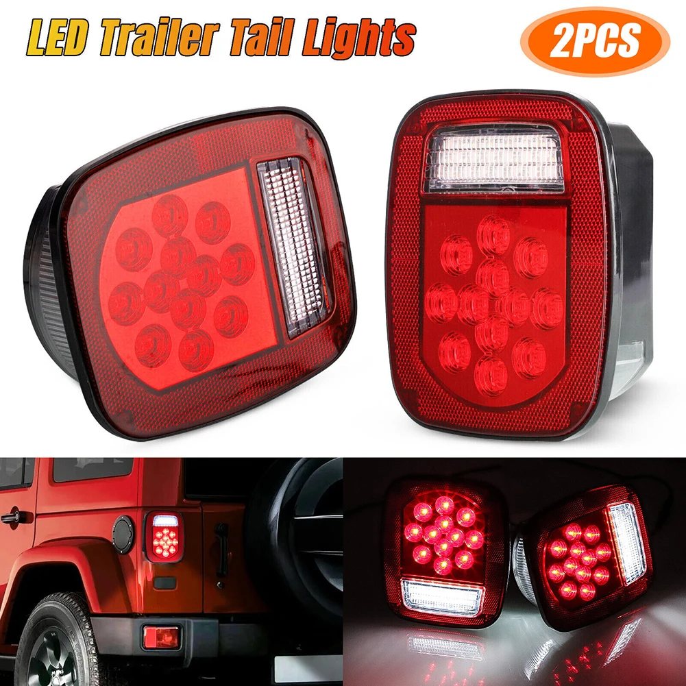 

1 Pair 12v High Quality Plastic Car Tail Lights 39LED Brake License Plate Lights For Jeep For Wrangler YJ TJ CJ5 Car Accessories