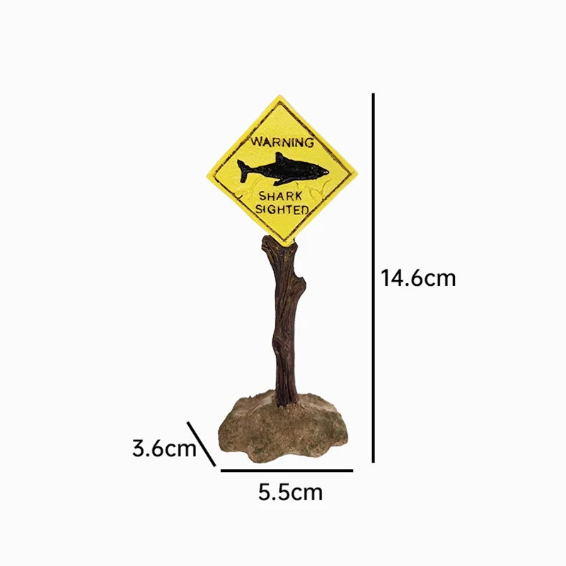 Resin Aquarium Decoration Ornaments Artificial Shark Warning Sign Landscaping Accessories for Fish Tank Aquarium Background