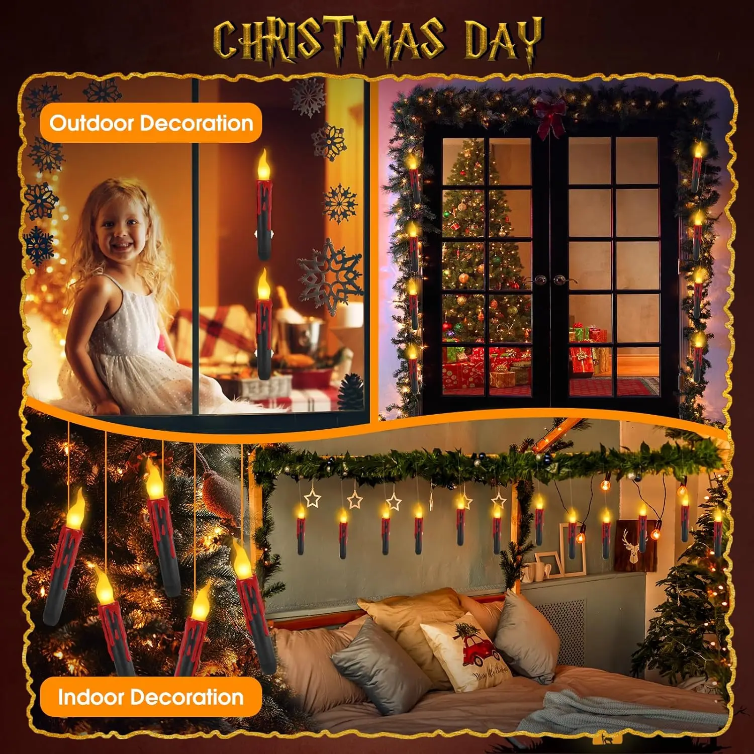 Magic Glowing Candles Set With Sensor Control Stick Flameless Flying Candle with LED Magic Wand