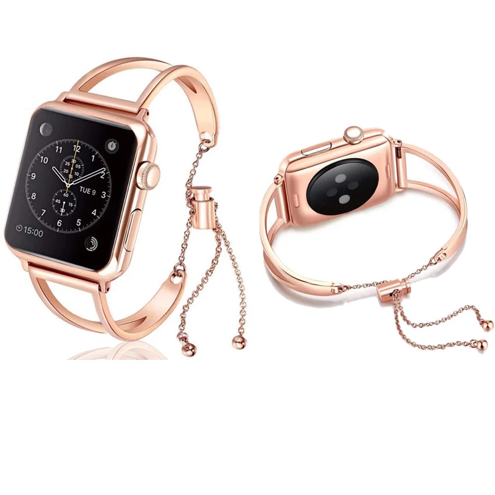 

Ремешок из нержавеющей стали для Apple Watch iWatch Series 7 3 4 5 se 6, модный браслет с вырезами 41 мм/45 мм 44 мм/38 мм/40 мм